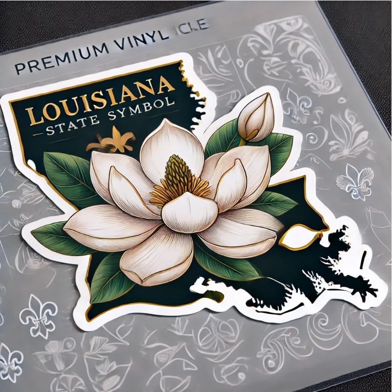 Vinyl sticker: Magnolia Louisiana State Symbol Vinyl Sticker for Laptop Car Window Bumper Truck Waterproof Auto Water Bottle. Variation 16 (4)