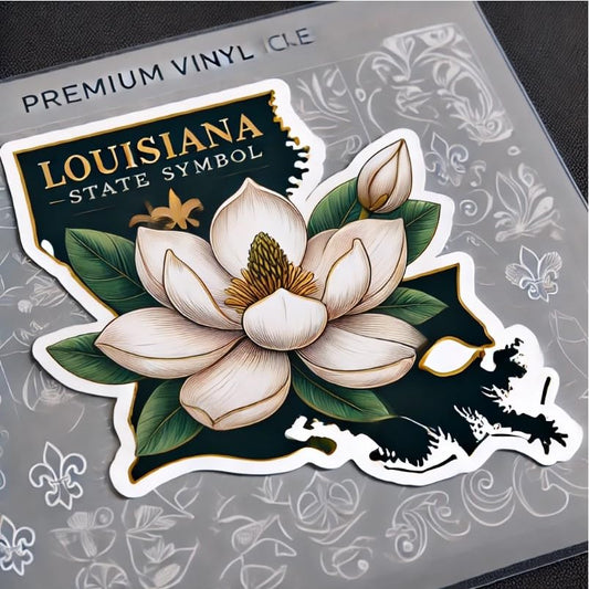 Vinyl sticker: Magnolia Louisiana State Symbol Vinyl Sticker for Laptop Car Window Bumper Truck Waterproof Auto Water Bottle. Variation 16 (4)
