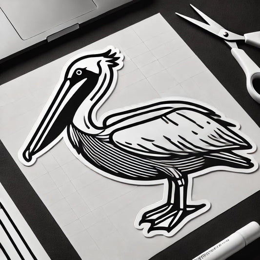 Vinyl sticker: Minimalist American Pelican Waterproof Sticker for Laptop, Wall, Car, Window, Bumper, Decal, Truck, Auto, Water Bottle – Negative Space Line Art Design