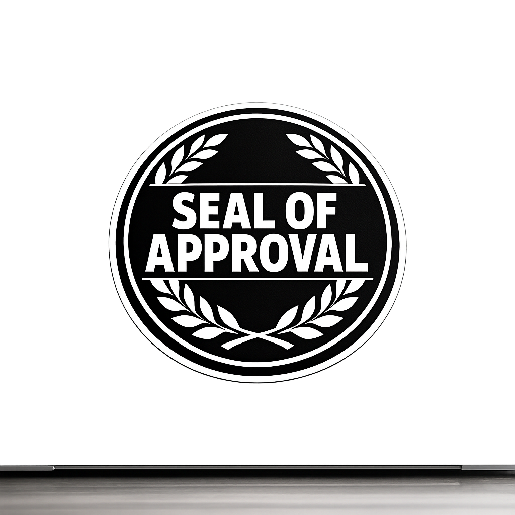 Seal of Approval Sticker Decal Vinyl Laptop Car Window Bumper AUTO Bottle Water Bottle Helmets Waterproof