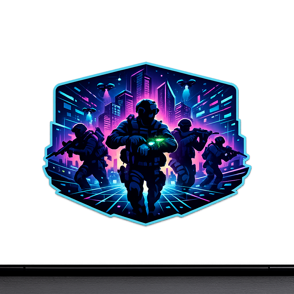 Tactical Team Sticker Decal Vinyl Laptop Car Window Bumper AUTO Water Bottle Helmets Waterproof Futuristic City Cyber Warfare