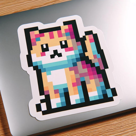 Vinyl sticker: Laptop Wall Car Window Bumper Sticker Decal Truck Waterproof Auto Water Bottle – Pixel Art Cat with Retro 8-Bit Design (4)