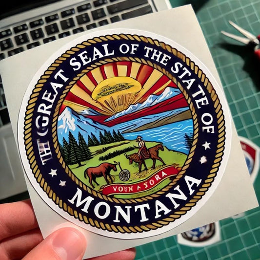 Vinyl sticker: Montana State Seal Vinyl Sticker for Laptop, Wall, Car, Window, Bumper, Decal, Truck, Waterproof, Auto, Water Bottle – Historic Emblem Design