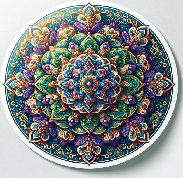 Vinyl sticker: Intricate Mandala Sticker - Colorful Spiritual Decal for Meditation, Yoga, and Art Enthusiasts