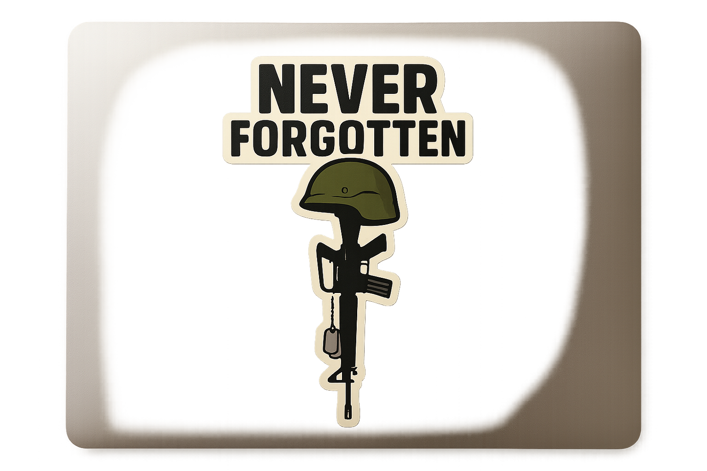 Never Forgotten Military Helmet Sticker Decal Vinyl Laptop Car Window Bumper AUTO Water Bottle Helmets Waterproof Tribute