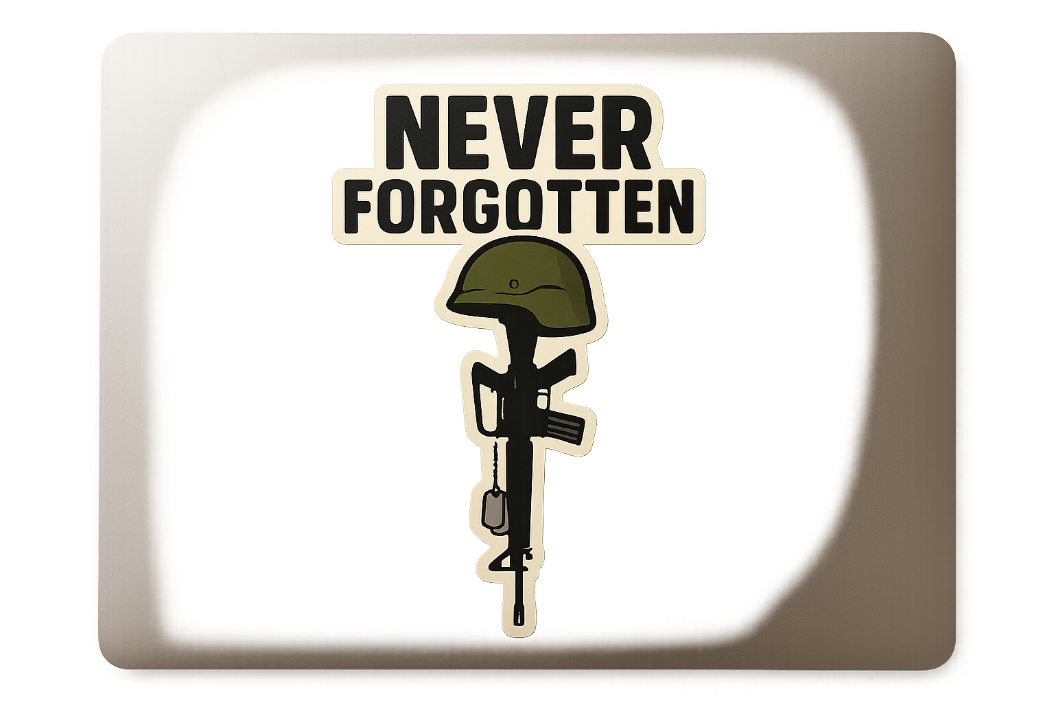 Never Forgotten Military Helmet Sticker Decal Vinyl Laptop Car Window Bumper AUTO Water Bottle Helmets Waterproof Tribute