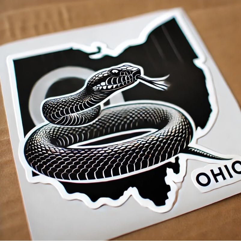 Vinyl sticker: Ohio Black Racer Snake Vinyl Sticker – Waterproof Car, Laptop, Window, Bumper & Water Bottle Decal.