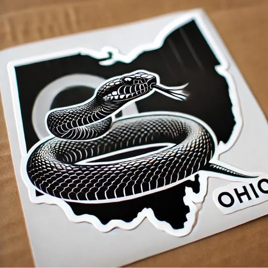 Vinyl sticker: Ohio Black Racer Snake Vinyl Sticker – Waterproof Car, Laptop, Window, Bumper & Water Bottle Decal.