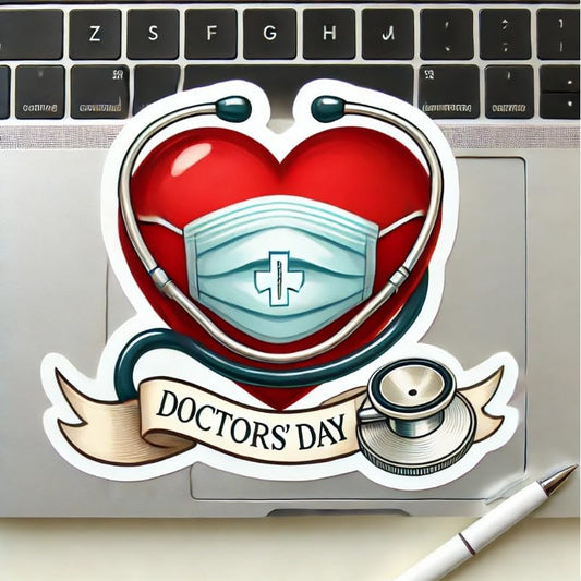 Vinyl sticker: Doctors' Day Stethoscope Wrapped Heart Laptop Wall Car Window Bumper Sticker Decal Truck Waterproof Auto Water Bottle.