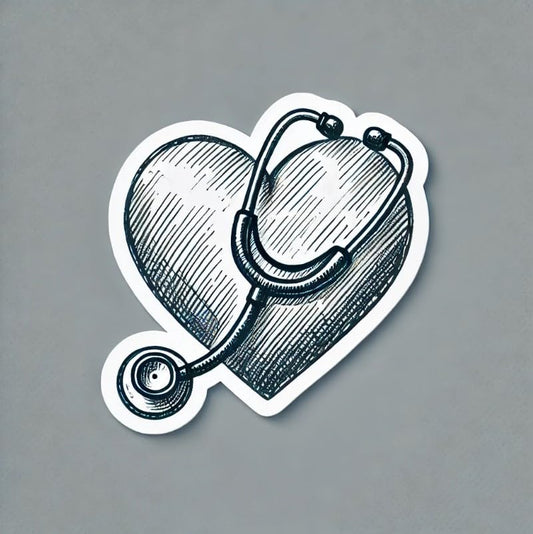 Vinyl sticker: Doctors' Day Hand-Drawn Stethoscope Heart Laptop Wall Car Window Bumper Sticker Decal Truck Waterproof Auto Water Bottle