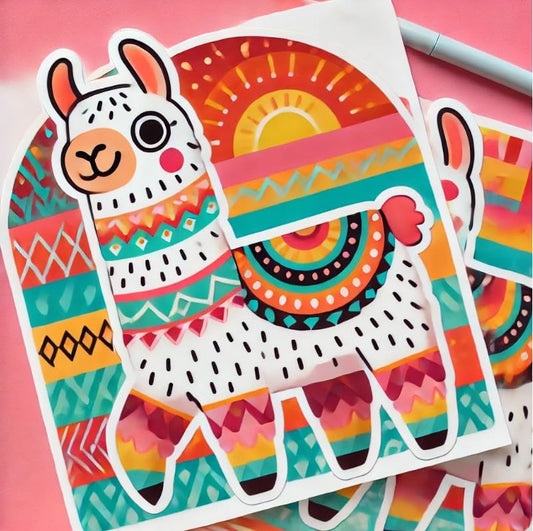 Vinyl sticker: Fun Llama Laptop, Wall, Car, Window, Bumper Sticker Decal – Colorful Llama Design for Truck, Water Bottle, Auto – Waterproof Vinyl Sticker for Personalization (6)