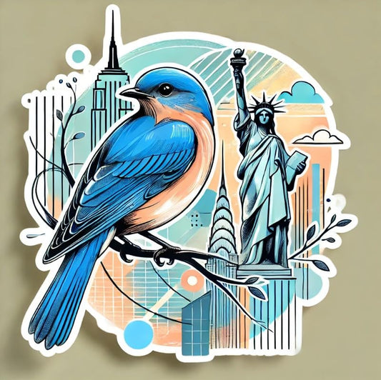 Vinyl sticker: Eastern Bluebird Artistic NYC Sticker – Laptop Wall Car Window Bumper Decal Truck Waterproof Auto Water Bottle