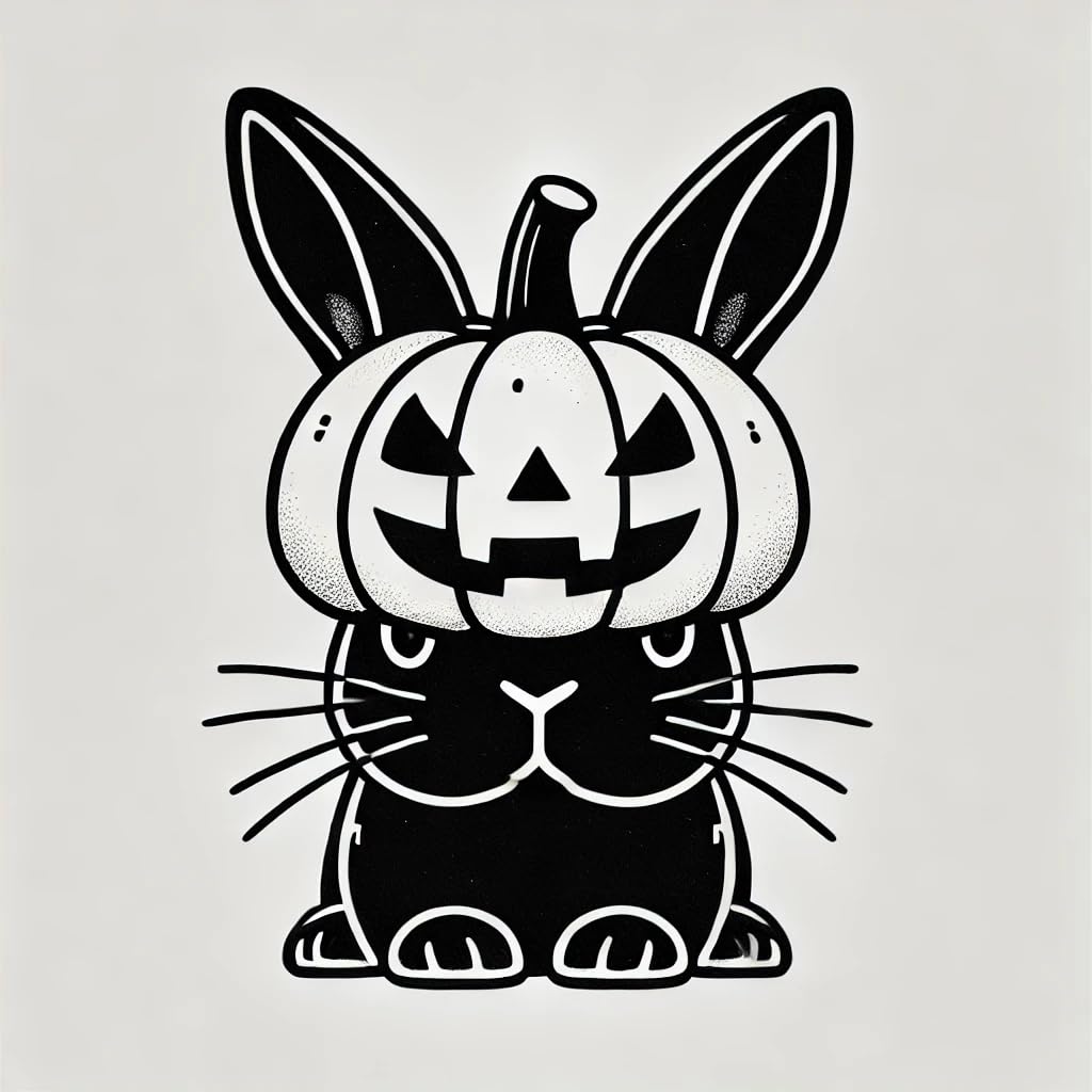 Vinyl sticker: Mystical Minimalist Black Rabbit Pumpkin Costume Sticker for Laptop, Wall, Car, Window, Bumper, and Water Bottle – Waterproof, Auto Decal for Truck and More