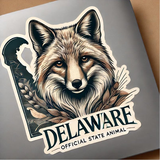 Vinyl sticker: Majestic Gray Fox Delaware State Symbol Laptop Wall Car Window Bumper Sticker Decal Truck Waterproof Auto Water Bottle