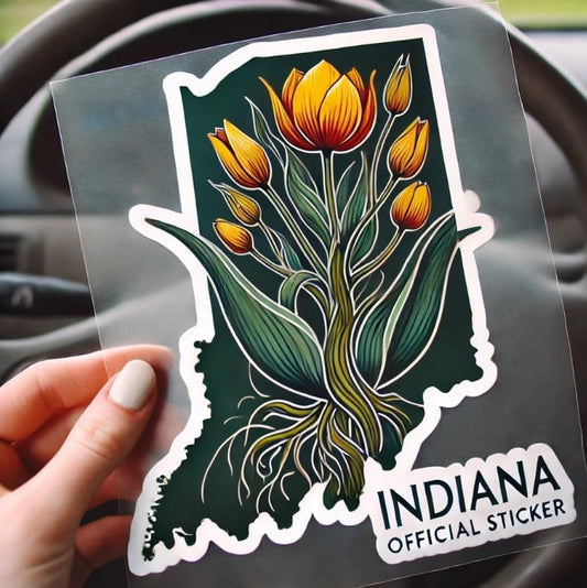 Vinyl sticker: Indiana Tulip Tree Nature Vinyl Sticker – Waterproof Car, Laptop, Window, Bumper & Water Bottle Decal. Variation 3
