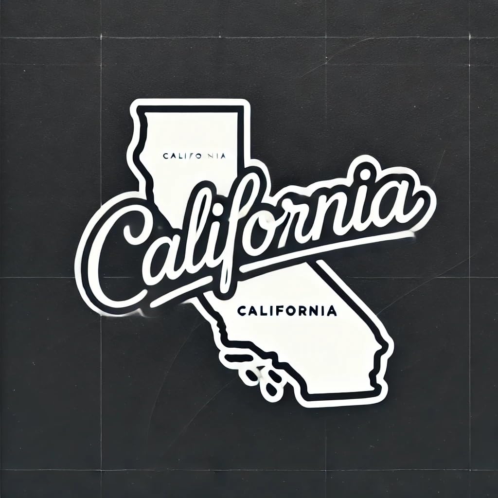 Vinyl sticker: Minimalist California State Outline Sticker for Laptop, Wall, Car, Window, Bumper, Waterproof Auto, Truck, Water Bottle. (4)