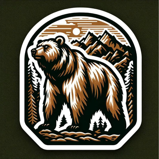 Vinyl sticker: Montana Sunset Grizzly Bear Laptop Wall Car Window Bumper Sticker Decal Truck Waterproof Auto Water Bottle