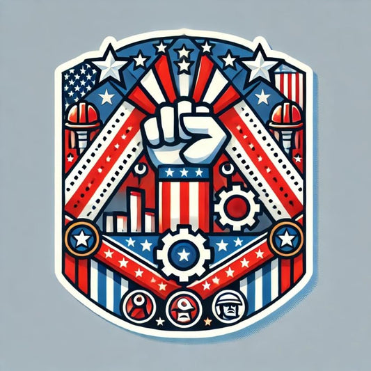 Vinyl sticker: Patriotic Labor Day Wall Car Window Bumper Sticker - Red, White, Blue Decal with Worker Symbols, Vinyl Waterproof for Laptop, Truck, Auto, Water Bottle