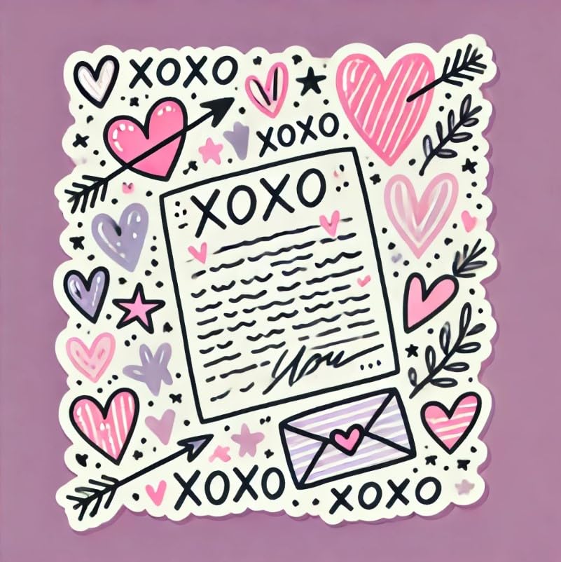 Vinyl sticker: XOXO Whimsical Love Letter Sticker for Laptop, Wall, Car, Window, Bumper, Decal, Truck, Waterproof, Auto, Water Bottle