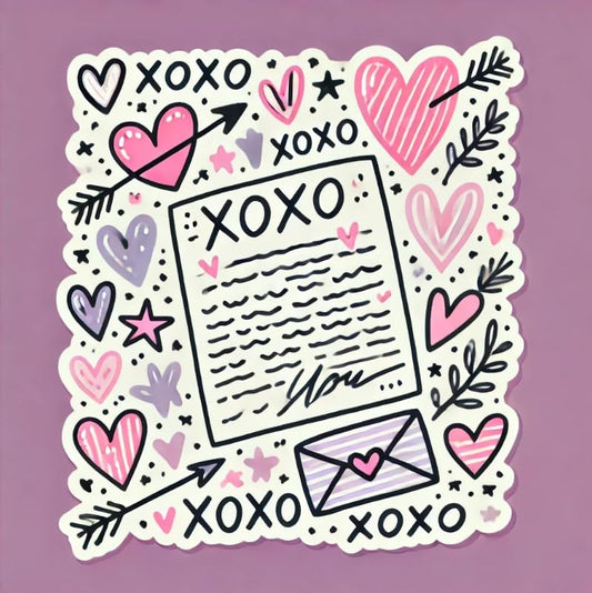 Vinyl sticker: XOXO Whimsical Love Letter Sticker for Laptop, Wall, Car, Window, Bumper, Decal, Truck, Waterproof, Auto, Water Bottle