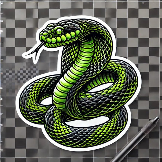 Vinyl sticker: Green Coiled Snake Sticker for Laptop, Wall, Car, Window, Bumper, Truck, Waterproof Decal, Auto, and Water Bottle (4)