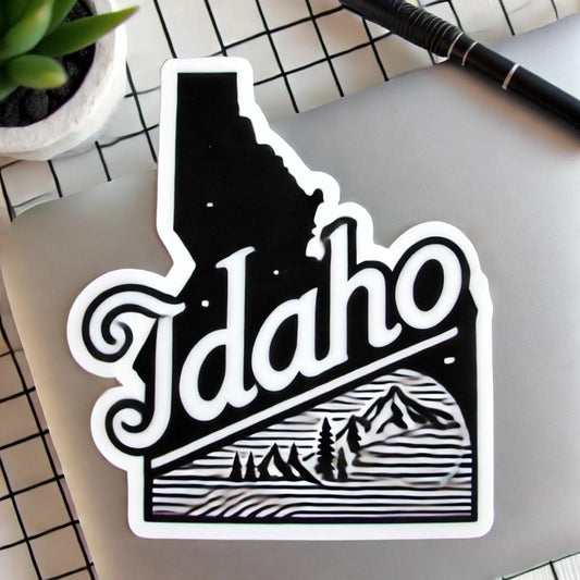 Vinyl sticker: Idaho Vintage Typography Sticker - Black and White Retro Decal for Laptop, Wall, Car, Window, Bumper, Waterproof Auto, Water Bottle, Truck (6)