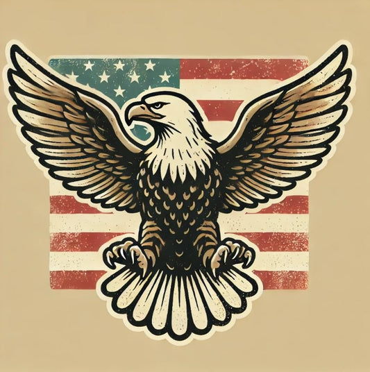Vinyl sticker: Vintage Eagle with American Flag Decal Sticker for Laptop, Car, Wall, Window, Bumper, and Truck – Retro Bird Design, Waterproof Vinyl Decor