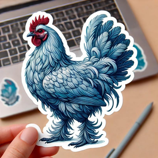 Vinyl sticker: Blue Hen Laptop Wall Car Window Bumper Sticker Decal Truck Waterproof Auto Water Bottle – Bold Graffiti Street Art Bird
