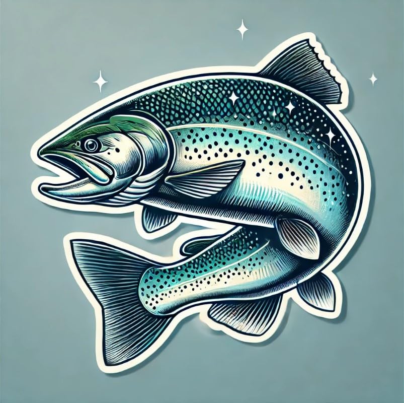 Vinyl sticker: Geometric Atlantic Salmon Waterproof Laptop Wall Car Window Bumper Sticker Decal Truck Auto Water Bottle (4)