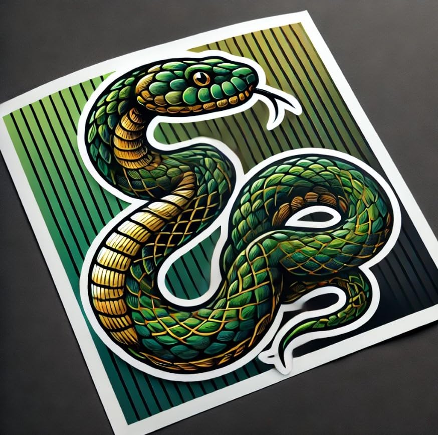 Vinyl sticker: Coiled Snake Artistic Decal for Laptop, Wall, Car, Window, Bumper, Sticker, Truck, Waterproof Auto, Water Bottle
