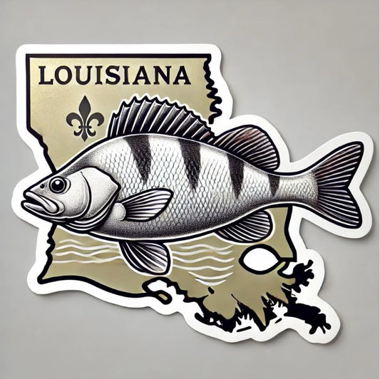 Vinyl sticker: Louisiana White Perch Fish Decal Sticker for Car Window Laptop Truck Bumper Waterproof Auto Water Bottle