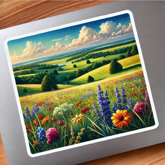 Vinyl sticker: Oklahoma Scenic Meadow Laptop Wall Car Window Bumper Sticker Decal Truck Waterproof Auto Water Bottle