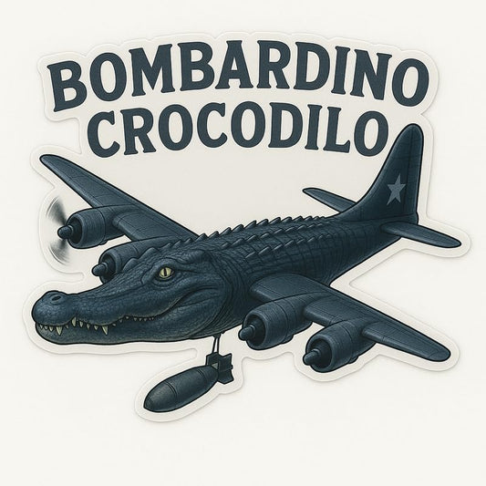 Vinyl sticker: Waterproof Bombardino Crocodilo Sticker for Laptop Wall Car Window Bumper Decal Truck Auto Water Bottle – Labeled WWII Crocodile Bomber Hybrid Art 4in