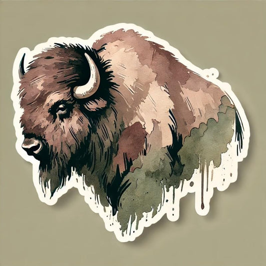 Vinyl sticker: Vintage Hues Watercolor Bison Wall Sticker for Car, Laptop, Window, Bumper, Waterproof Vinyl Decal for Trucks, Auto, Water Bottles