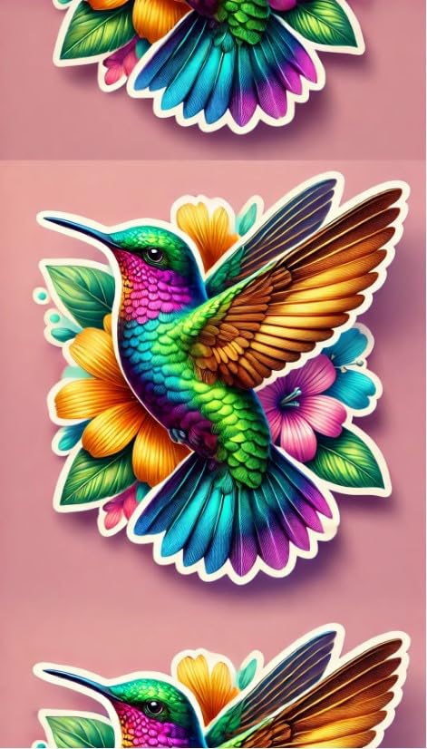 Vinyl sticker: Realistic Multicolored Hummingbird Sticker Decal – Vivid Design for Laptop, Wall, Car, Window, Bumper, Truck, Waterproof, Auto, Water Bottle. (6)