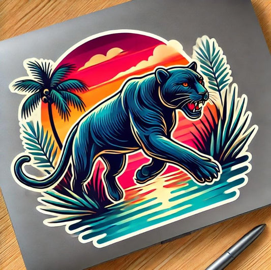 Vinyl sticker: Florida Panther Sticker - Wildlife Symbol with Tropical Everglades Design for Car, Laptop, Bumper, Window, Water Bottle, Truck Decal (4)