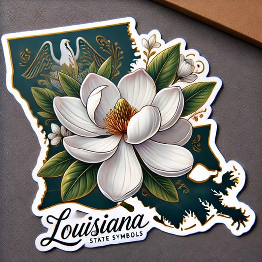 Vinyl sticker: Magnolia Louisiana State Symbol Sticker for Laptop Car Window Bumper Truck Waterproof Vinyl Decal Auto Water Bottle