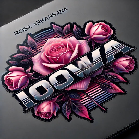 Vinyl sticker: Iowa Rosa Arkansana Modern Elegant Laptop Car Window Wall Bumper Sticker Decal Truck Waterproof Auto Water Bottle
