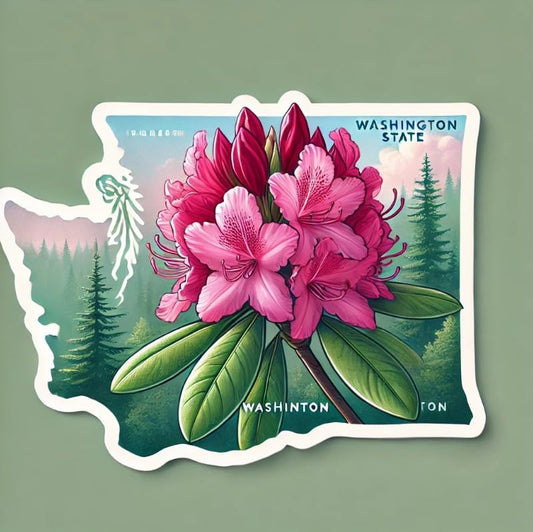 Vinyl sticker: Bigleaf Rhododendron Washington State Flower Laptop Wall Car Window Bumper Sticker Decal Waterproof Auto Water Bottle Bloom Design (6)