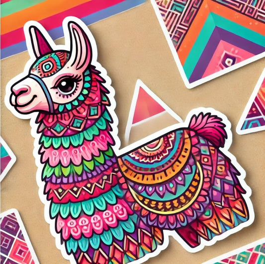Vinyl sticker: Cheerful Llama Laptop, Wall, Car, Window, Bumper Sticker Decal – Fun Llama Design for Truck, Water Bottle, Auto – Waterproof Vinyl Sticker for Various Surfaces