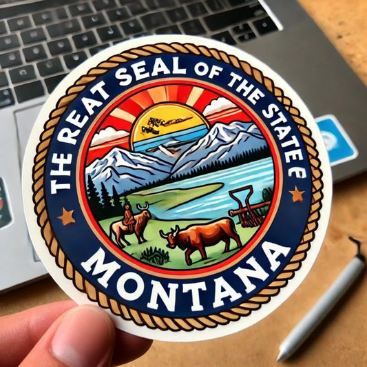 Vinyl sticker: Montana State Emblem Decal for Laptop, Wall, Car, Window, Bumper, Sticker, Truck, Waterproof, Auto, Water Bottle – Historic State Seal (4)