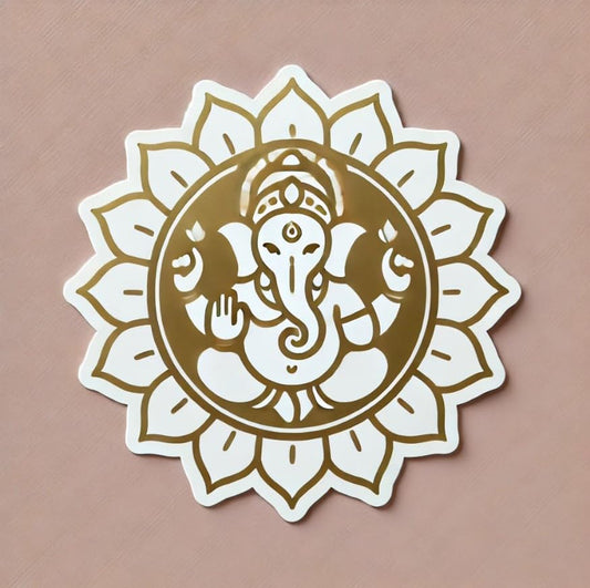 Vinyl sticker: Minimalist Ganesha Blessing Laptop, Car, Water Bottle, Window Sticker - Soft Colors with Lotus Design - Purity and Spirituality Waterproof Decal for Bumpers and Auto (4)