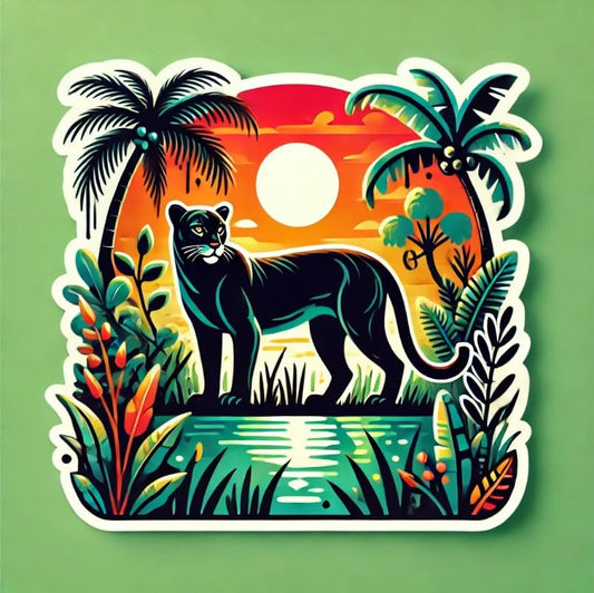 Vinyl sticker: Florida Panther Sticker - Tropical Wildlife Symbol Decal for Laptop, Car, Window, Bumper, and Water Bottle (6)