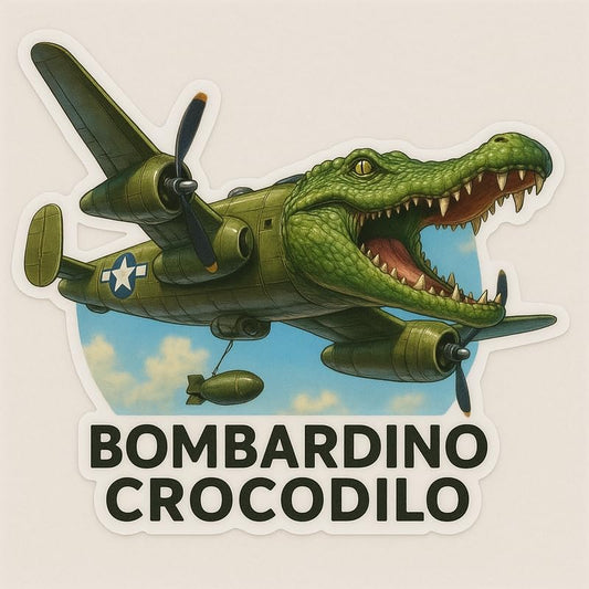 Vinyl sticker: Waterproof Bombardino Crocodilo Sticker for Laptop Wall Car Window Bumper Decal Truck Auto Water Bottle – Olive Green Crocodile Bomber Nose Art 4in