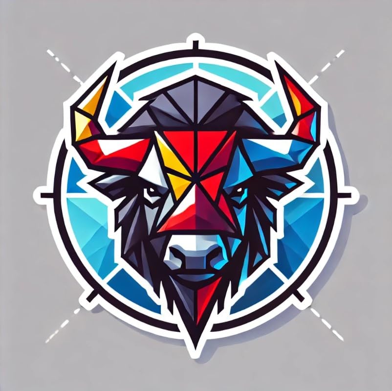 Vinyl sticker: Geometric Buffalo Sticker with Polygonal Border for Laptop, Car, Wall, Bumper, Window, Truck, Waterproof Vinyl Decal for Water Bottle