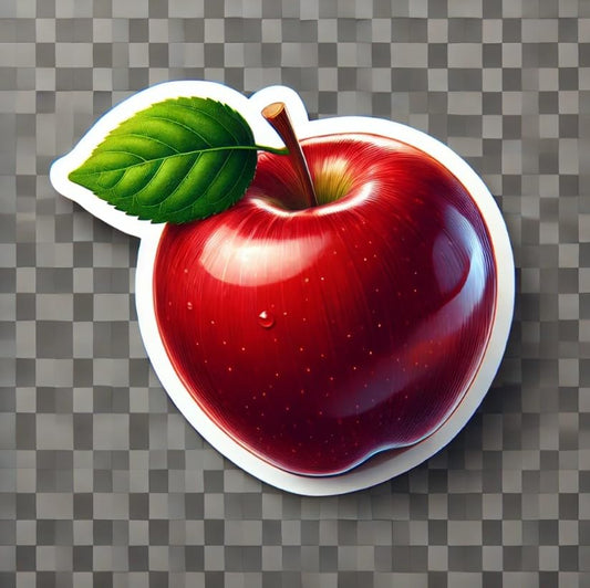 Vinyl sticker: Realistic Red Apple Sticker for Laptop, Wall, Car, Window, Bumper, Truck, Waterproof Decal - Detailed Design