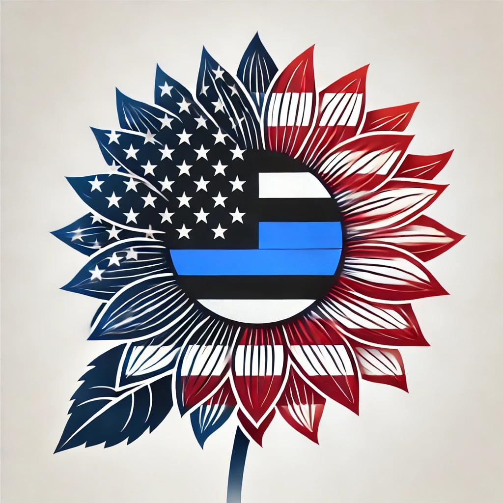 Vinyl sticker: American Flag Sunflower Sticker Decal - Laptop, Wall, Car, Window, Bumper, Truck, Waterproof, Auto, Water Bottle
