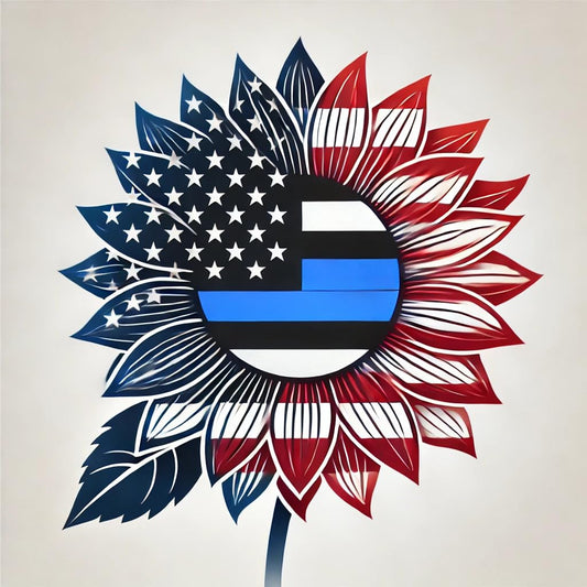 Vinyl sticker: American Flag Sunflower Sticker Decal - Laptop, Wall, Car, Window, Bumper, Truck, Waterproof, Auto, Water Bottle