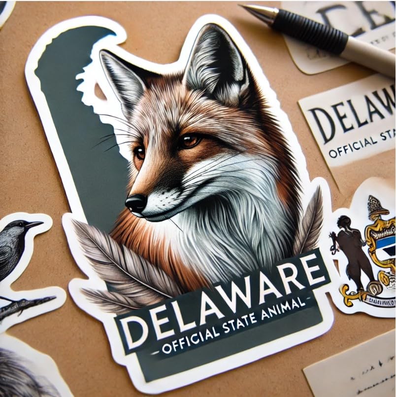 Vinyl sticker: Majestic Gray Fox Delaware Proud Laptop Wall Car Window Bumper Sticker Decal Truck Waterproof Auto Water Bottle