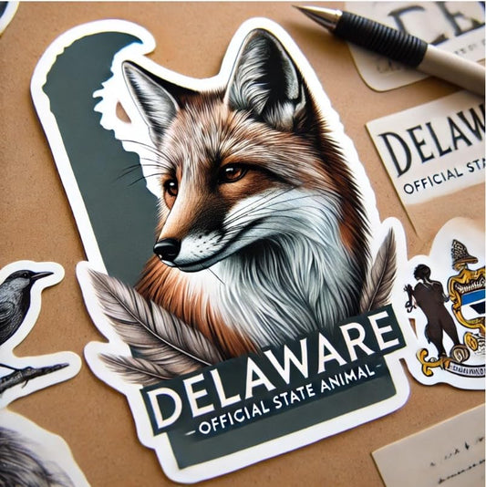 Vinyl sticker: Majestic Gray Fox Delaware Proud Laptop Wall Car Window Bumper Sticker Decal Truck Waterproof Auto Water Bottle